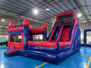 Màu xanh và đỏ <span class=keywords><strong>Inflatable</strong></span> bounc lâu đài với <span class=keywords><strong>Inflatable</strong></span> trượt Combo nhảy lâu đài cho trẻ em bouncy nhà với bóng rổ Hoops - Product Image 3