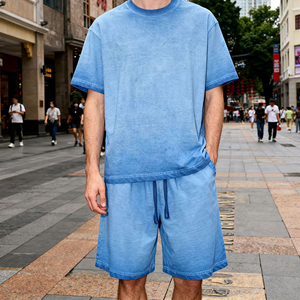 Shorts de sport pour hommes en molleton bouclette 330 g/m² de haute qualité, délavés à l'acide, grande taille, essentiels pour l'été, pour la course et la <span class=keywords><strong>boxe</strong></span> - Product Image 3
