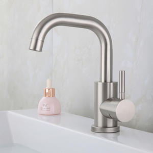 Grifo de Lavabo Monomando de Acero Inoxidable con Válvula de Cerámica, Diseño Minimalista, Montaje en Cubierta, Grifo de Fregadero de un Solo Orificio - Product Image 1