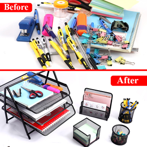 Foska Office durevole 5 pz Set supporto per archiviazione Desktop per l'organizzazione di penne a lettera matite pennarelli note e graffette - Product Image 4