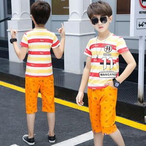 Ensemble de vêtements décontractés d'été pour garçons en coton, pantalon court de sport pour enfants, vente en gros - Product Image 2