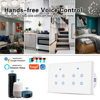 Interrupteur mural intelligent WiFi Tuya App avec Alexa Google, panneau en verre blanc/noir, contrôle mobile, 6, 8 ou 10 gangs, 147*86MM, compatible UK/EU FR