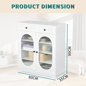 خزانة جانبية خشبية مخصصة للتخزين مع درجين وباب أكريليك، ورف قابل للتعديل - Product Image 6