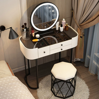 Moderne Simple 3C Chambre Coiffeuse Isolé Verre Trempé Luxe Miroir Éclairé Rangement Petite Famille Maquillage Vanité