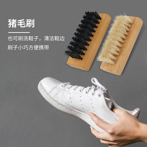 Wooden <b>Shoe</b> Brush With Pig Bristles Solid Wood Handle For Cleaning Leather And Athletic <b>Shoes</b> Mini <b>Soft</b> Bristle Design - Product Image 5