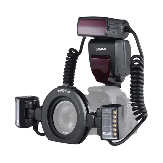 Yongnuo YN24EX S Macro Flash Speedlite GN18 TTL com 2 Cabeças Flash 7 Anéis Adaptador para Sony a6600 a6500 a6400 a7R4 a7R3 a7S3