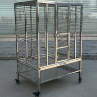 Cage à oiseaux de luxe de grande taille en acier inoxydable 304, style moderne et simple, avec plateau en plastique à motif de points, pour perroquets, pigeons, enclos de reproduction