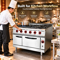 Cuisinière à gaz commerciale à 4 brûleurs avec four pour hôtels et restaurants 1050x700x930mm en acier inoxydable Garantie 1 an
