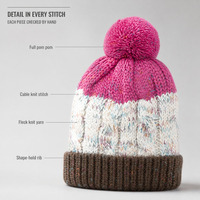 Bonnet tricoté personnalisé Highfly, motif torsadé, avec pompon, logo brodé OEM, 100 % acrylique, unisexe, bonnet d'hiver, faible MOQ, fournisseur en gros
