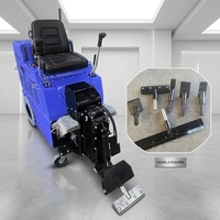 Machine à décapage de revêtements de sol sans fil à batterie, autoportée, avec tête de pelle à double cylindre pour le nettoyage des adhésifs