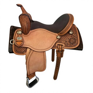 Selle de course en cuir véritable gravée en anglais BS International, écologique, durable, respirante, confortable et résistante pour chevaux - Product Image 2