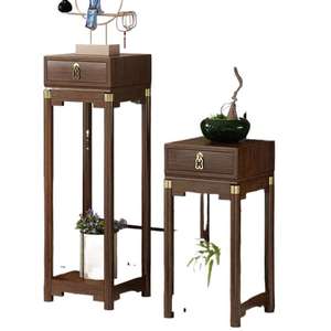 Mesa auxiliar de estilo chino con cajón y estante de almacenamiento para sala de estar o soporte para plantas en el balcón - Product Image 4