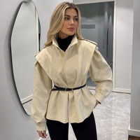 Manteau Trench Chic d'Hiver pour Femme, Manches Longues, Col Montant, Veste Simple Boutonnage, Coupe-Vent Élégant pour Femme