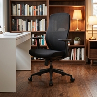 Chaise de bureau pivotante de haute qualité à dossier moyen en tissu maillé noir pour la réception