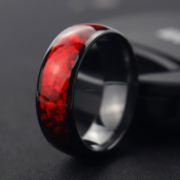 Poya – bague intelligente étanche en céramique noire en bois wengé Nfc avec incrustation de paillettes