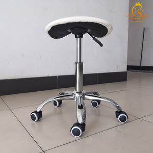 Tabouret de barbier portable en fer pour chats, chiens et salons de beauté Tabouret de selle en cuir blanc réglable sur roulettes EUR - Product Image 4