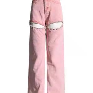 Nouveau style OEM, jean baggy personnalisé avec logo, coupe droite ample, taille basse, jean baggy pour femmes - Product Image 3