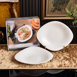 Wholesale Plain White Flower Creative Irregular Plate Deep Plate Salad Bowl Home <b>Restaurant</b> Simple Tableware <b>Set</b> - Product Image 3