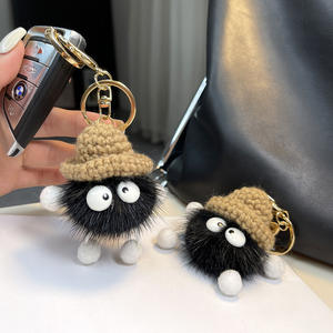 2025 nouveau haute qualité mignon dessin animé petit charbon porte-clés doux pompon poupée accessoires doux en peluche matériel voiture clé pendentif porte-clés - Product Image 2