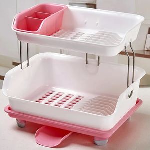 Thuis Keuken Plastic Afwas Droogrek 2 Lagen Afdruiprek Droogrek Keukenplaat Opbergrek - Product Image 1