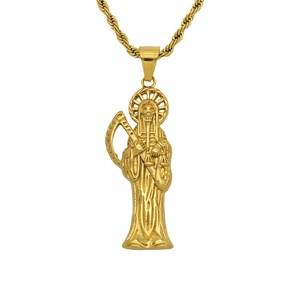 Nouveau Pendentif en Acier Inoxydable pour Homme, Motif Faisce de Scythe, Crâne et Balance, Chaîne Bambou, Style Européen et Américain, Bijoux Transfrontaliers - Product Image 5