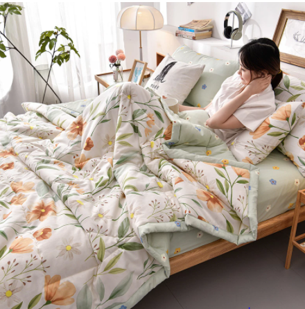 Летнее хлопковое однотонное покрывало для кровати в тонкую клетку, Двухслойное одеяло для кондиционера