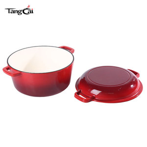 Marmite hollandaise <span class=keywords><strong>en</strong></span> <span class=keywords><strong>fonte</strong></span> émaillée 2-<span class=keywords><strong>en</strong></span>-1 de 5QT, solution de cuisson polyvalente populaire pour la cuisson du pain au levain, qualité supermarché - Product Image 2