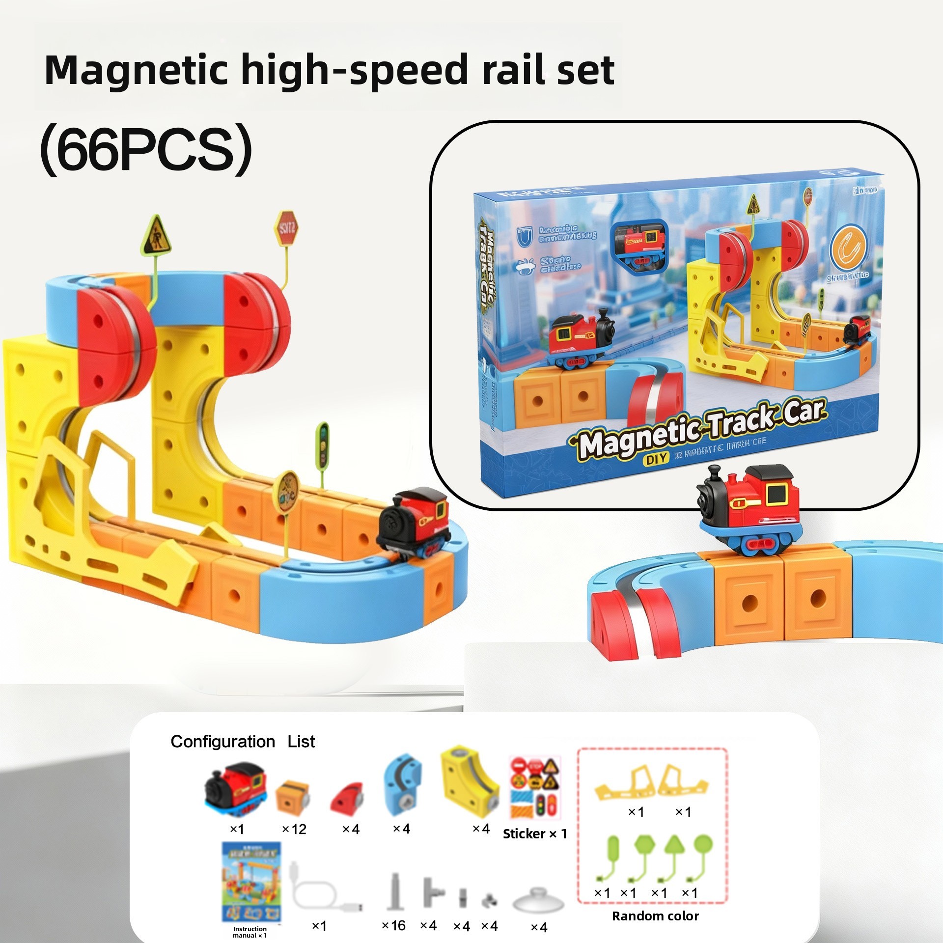 Voiture à chenilles magnétique polyvalente [66 pièces]