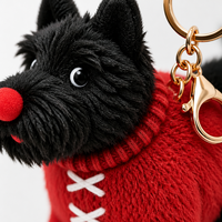 Porte-clés chien en peluche Zaves à bas prix, personnalisé, écologique, durable, avec pull rouge douillet, pendentif chiot en peluche fiable pour sac à dos