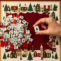Tuiles de Mahjong circulaires pour Noël, jeu de société, 30x23x13mm, en acrylique, 160 pièces, thème Père Noël et sapin de Noël, coffret cadeau de fêtes
