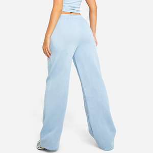 High Quality Breathable Winter Women's Streetwear Sweatpants Mid Waist Wide Leg Flare Anti-Wrinkle Flat Front Embroidery - Product Image 4