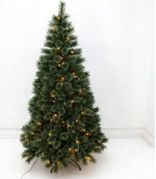 Sapin de Noël artificiel de 2,3 m pré-éclairé blanc chaud avec 500-1000 lumières LED, aiguilles de pin réalistes et denses, résistant aux intempéries