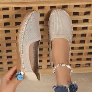 Mocassins en tricot respirant pour femmes, chaussures de marche décontractées à talon bas de 3 cm, chaussures plates légères et confortables antidérapantes - Product Image 5