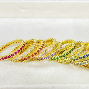 Bán buôn 925 sterling Silver mạ đồ trang sức có thể điều chỉnh trái tim moissanite người đàn ông vàng màu Stackable Nhẫn bezel Tennis Vòng - Product Image 5