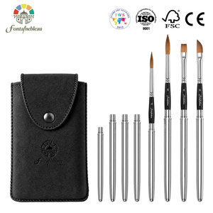 Lot de 4 pinceaux de voyage en nylon pour aquarelle, pointe ronde, vente en gros, mini pinceaux de peinture, étui de protection de poche, ensemble de stylos - Product Image 1