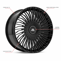 Jantes forgées monobloc 16-24 pouces noir brillant multi-rayons en alliage d'aluminium 25 mm pour voiture de tourisme, berline de luxe, SUV