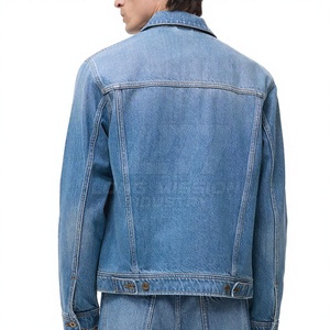 Chaqueta de Mezclilla Lavada para Hombre, Corte Regular, Cuello Mao, Logotipo Frontal, Transpirable, Ropa Casual de Invierno - Product Image 3