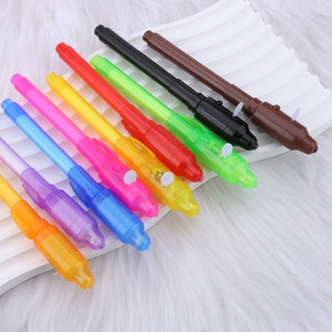 Pluma de lámpara LED UV con <span class=keywords><strong>tinta</strong></span> <span class=keywords><strong>Invisible</strong></span>, pluma de juguete mágica de verificación de dinero fluorescente, pluma de plástico con logotipo de 1,0mm, cuerpo de Animal - Product Image 2