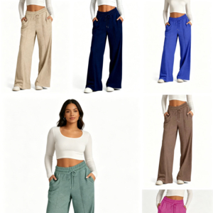 <span class=keywords><strong>Pantalon</strong></span> de sport évasé taille haute pour <span class=keywords><strong>femme</strong></span>, coupe droite, version large, de qualité supérieure - Product Image 1