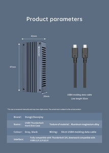 Nouvel adaptateur Thunderbolt 4 40 Gbps rapide, boîtier de disque dur 8 To, USB 4.0 Type-C en aluminium, boîtier SSD, câble noir/gris rapide - Product Image 6