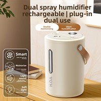 Nouvel humidificateur portable 2026 à double pulvérisation en plastique, rechargeable par USB, batterie intégrée, grande capacité, silencieux, à pulvérisation constante, pour usage domestique, garantie 1 an