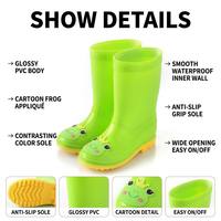 Bottes de pluie mi-mollet pour enfants, motif animaux mignons (grenouille, panda), entièrement étanches, semelle antidérapante, en PVC brillant, pour tout-petits