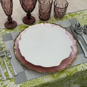 <span class=keywords><strong>Assiette</strong></span> <span class=keywords><strong>rose</strong></span> simple moderne 13 ''Assiettes de présentation en verre à rebord doré pour décoration de fête d'hôtel - Product Image 2