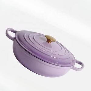 Four hollandais en fonte émaillée de 30cm avec anse en boucle Casserole 5L Casserole lourde Casserole Ustensile de cuisine Marmite émaillée - Product Image 4