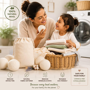 Boule de séchage en feutre absorbant l'humidité en laine blanche moelleuse pour vêtements, pour machine à laver et sèche-linge, boule et disque de lavage - Product Image 5
