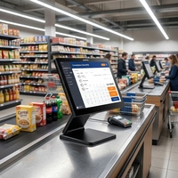 Système de point de vente tout-en-un en gros, Windows 10/11, écran tactile capacitif 15,6 pouces, caisse enregistreuse pour restaurant