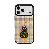 Coque de téléphone AG Feeling Black Edge avec motif chat de Noël doré pour iPhone 17, 17 Pro Max, 16 Pro, 15 – Coque magnétique
