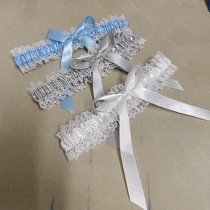 Jarretière de mariée en satin bleu-<span class=keywords><strong>gris</strong></span> pas chère avec nœud décoratif, ceinture de jambe, accessoire cadeau pour demoiselles d'honneur et invitées, fournitures de mariage - Product Image 4