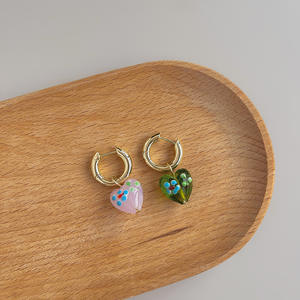 Pendientes colgantes con personalidad, Pendientes colgantes de corazón de cristal con goteo de aceite Vintage para mi hijo - Product Image 2