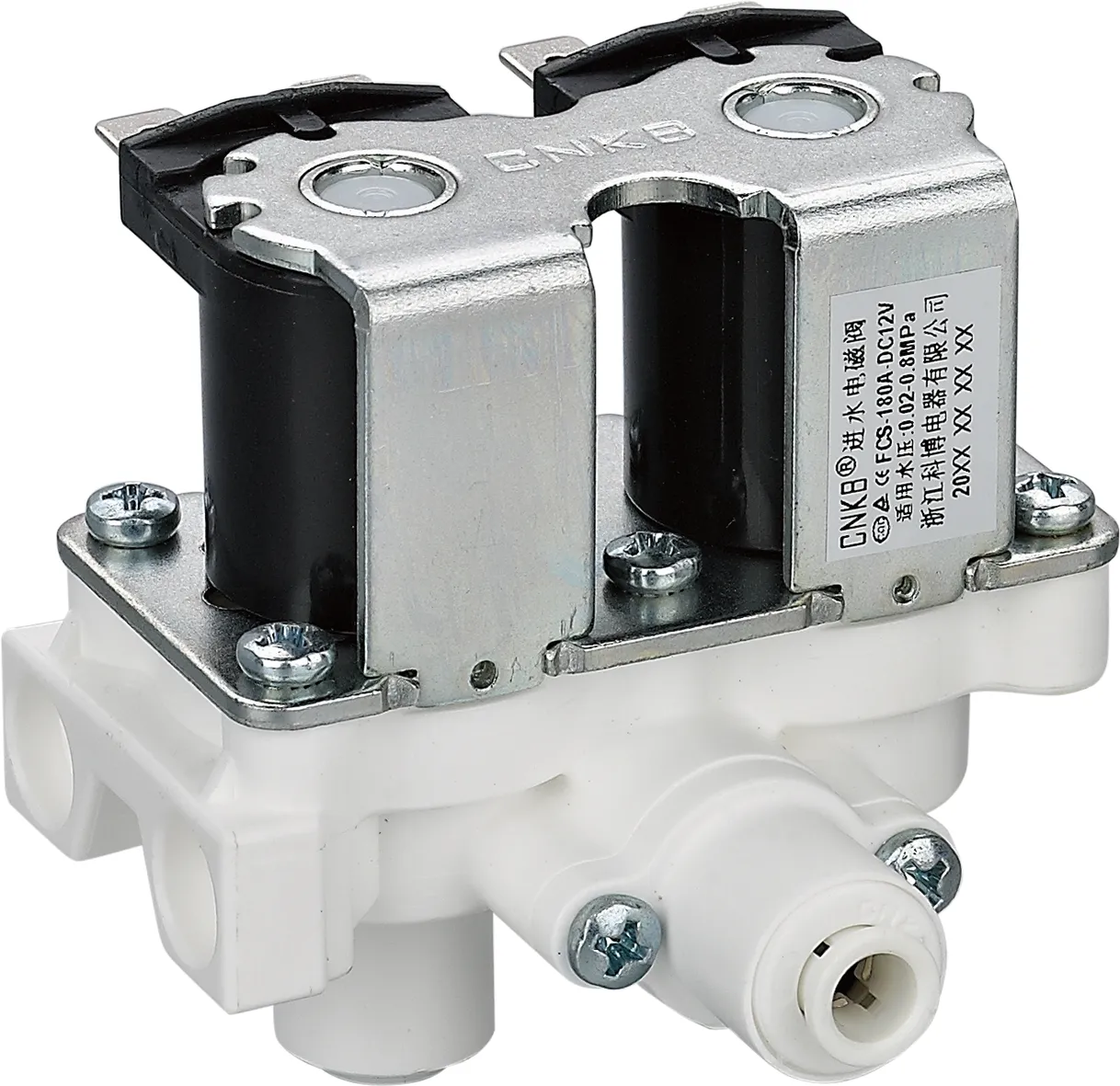 CNKB hot selling plastic solenoid valve FCS-180A DCDC12/24/36V AC110/220V water inlet valve